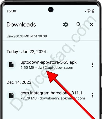 Toucher l’APK téléchargé